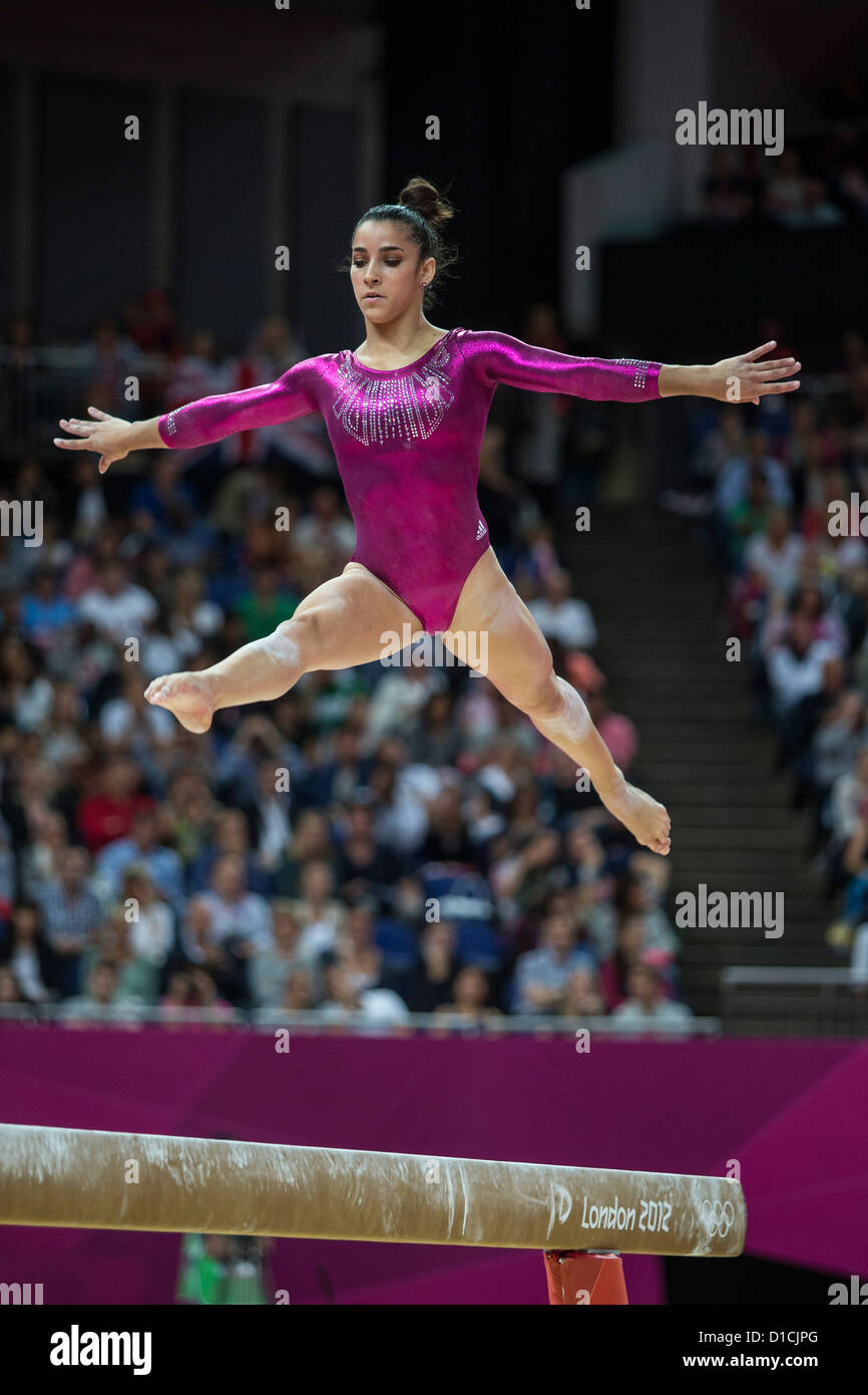 Alexandra Raisman (USA) competing on the balance beam during the Women's Individual All-Around Stock Photo