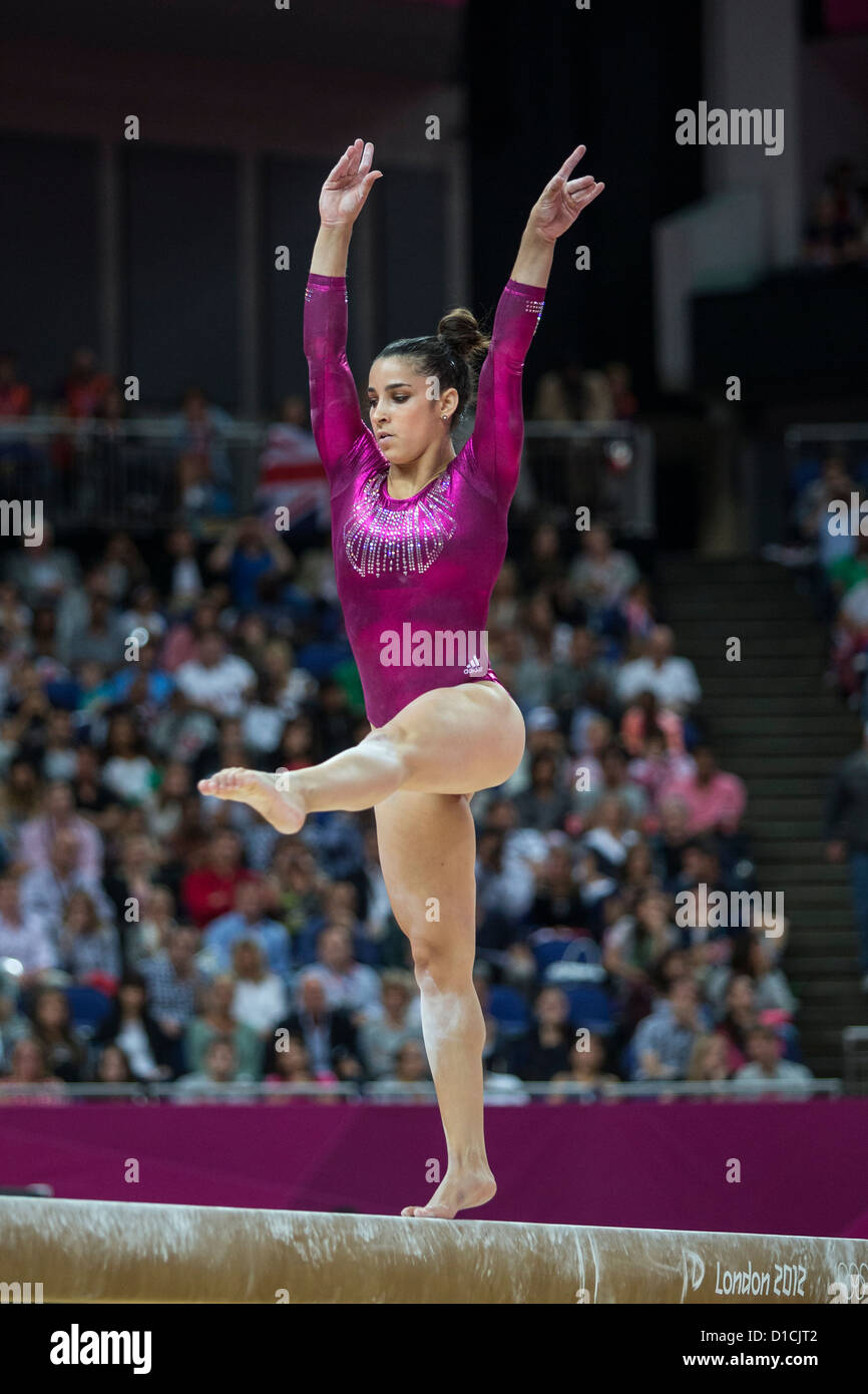 Alexandra Raisman (USA) competing on the balance beam during the Women ...