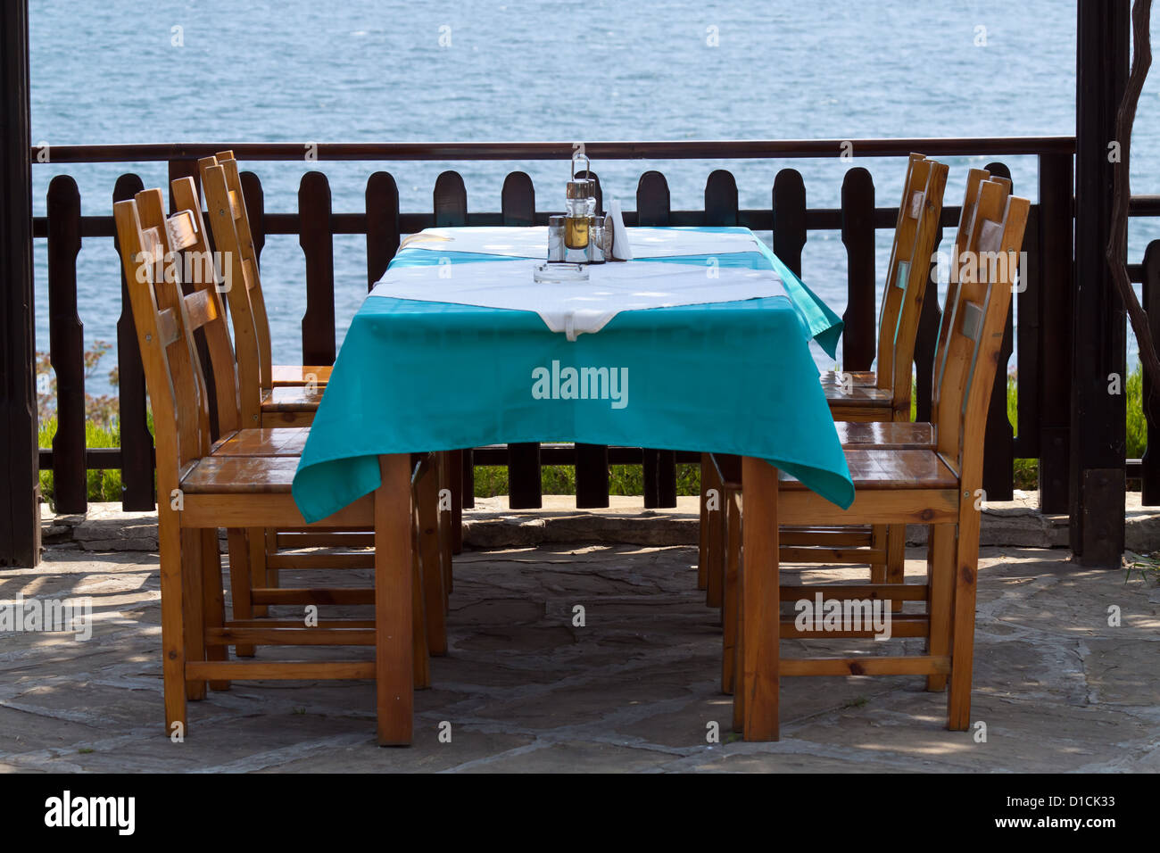 Restaurant Scenery in Nessebar, Bulgaria Stock Photo