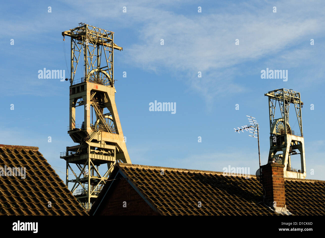 Clipstone Colliery Headstock's,Nottinghamshire Coal Mining . Stock Photo