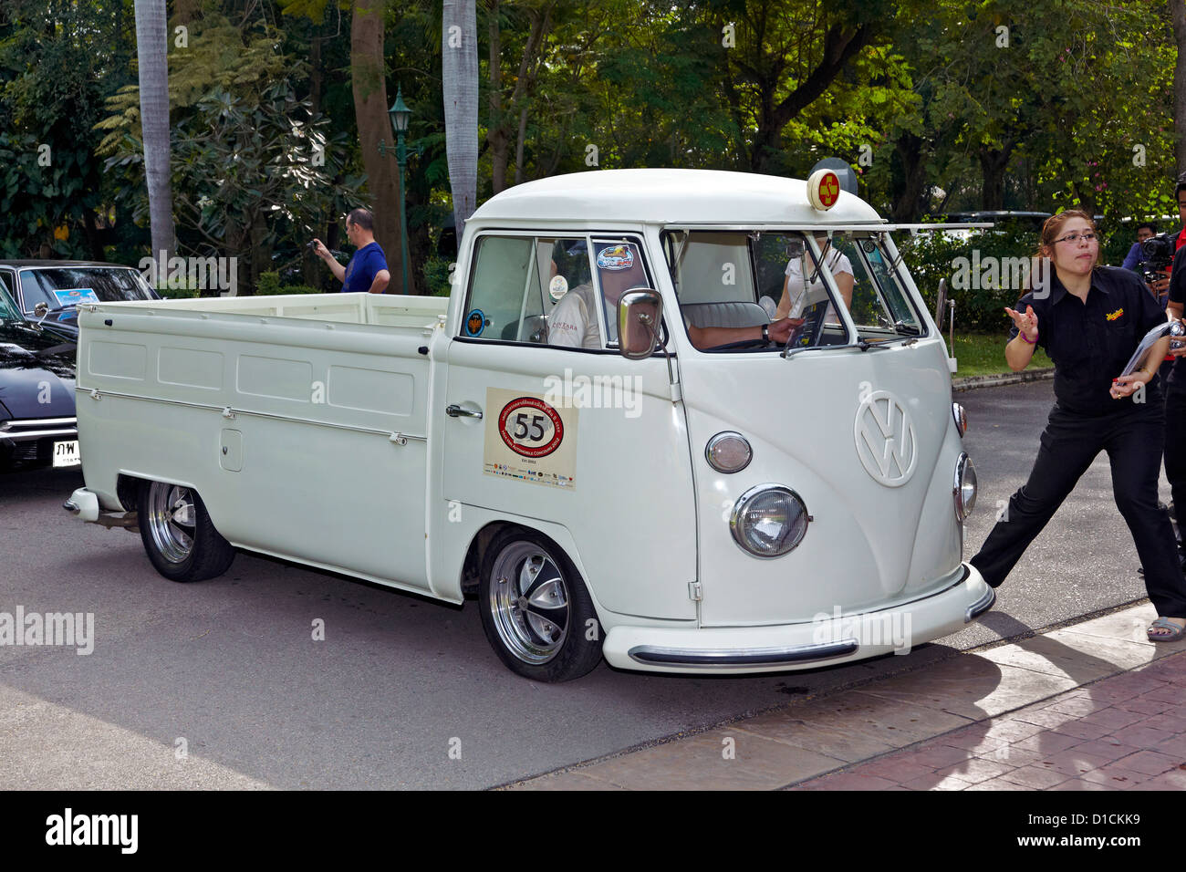 Volkswagen split screen vintage pick up truck at a vintage car rally. Thailand S. E. Asia Stock Photo