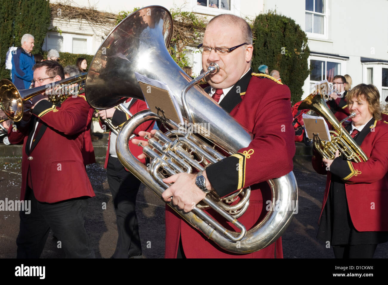 Man From a brass band playing the Tuba Stock Photo