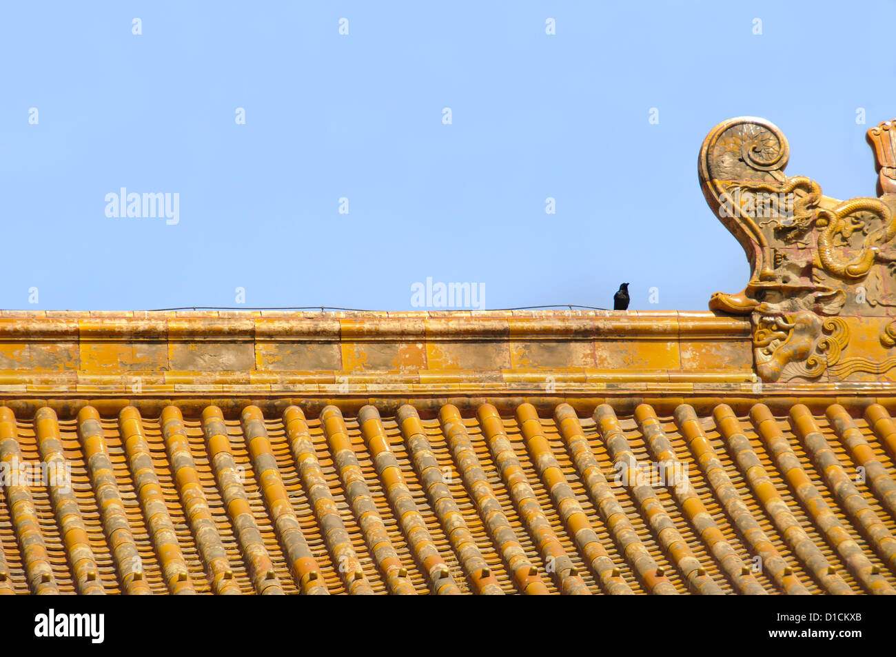 Chinese tiled roof within the Forbidden City, Beijing Stock Photo