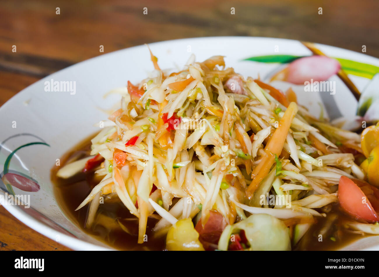 papaya spicy salad, favorite Thai style cuisine .'Som tam' Stock Photo