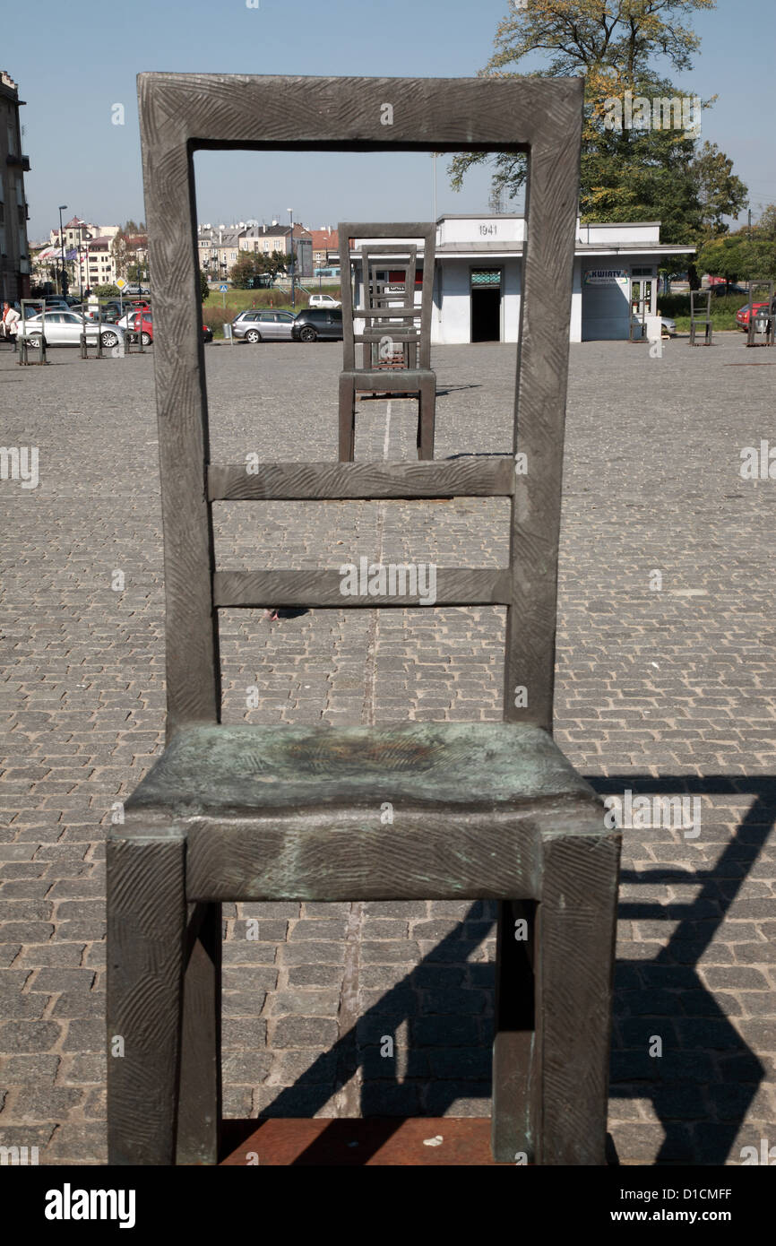 Chair Memorial, Plac Bohaterow Getta, Krakow, Poland Stock Photo Alamy