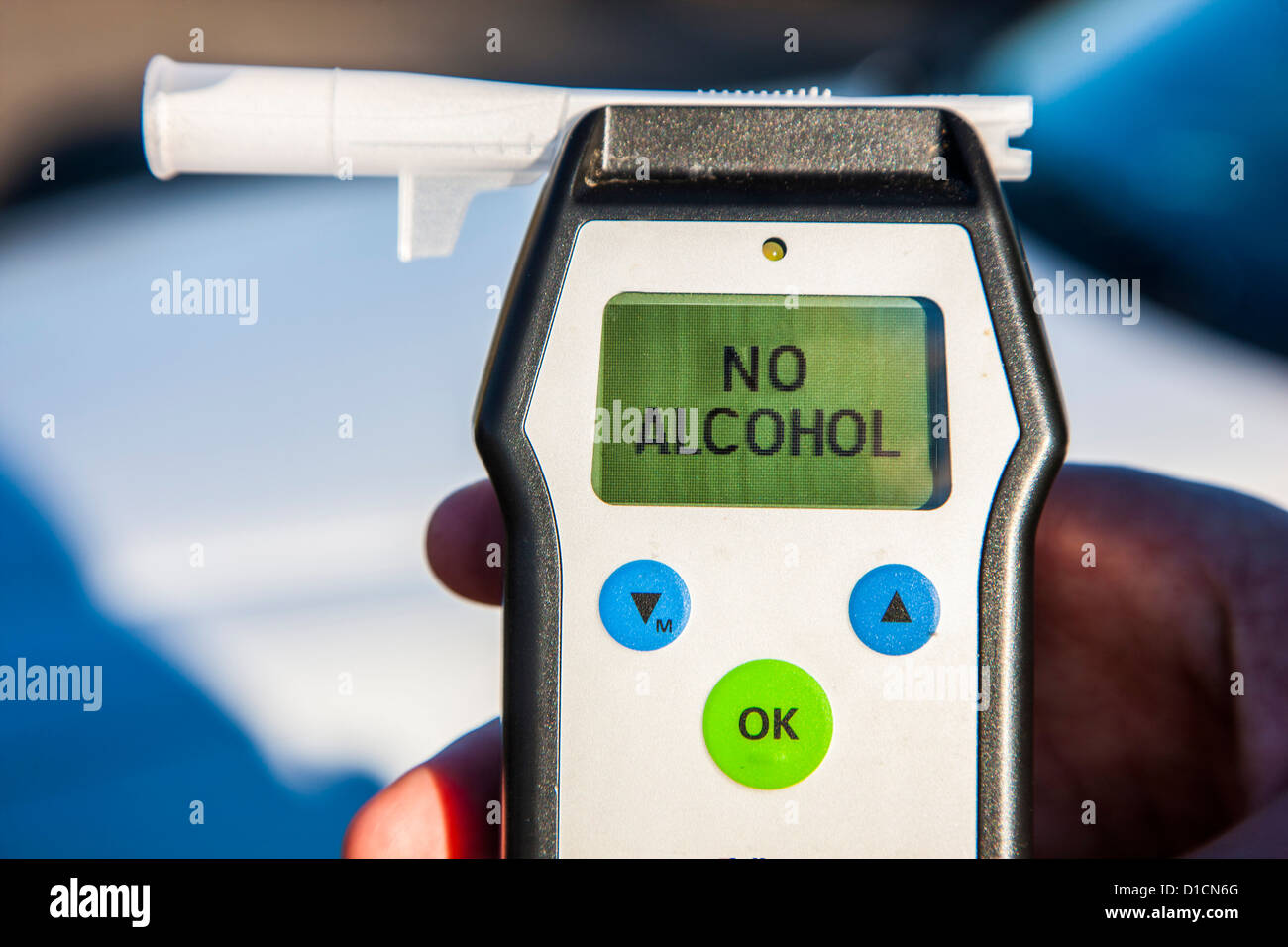 Police, alcohol testing device, breath analyzer. Traffic control, alcohol  control of car driver Stock Photo - Alamy