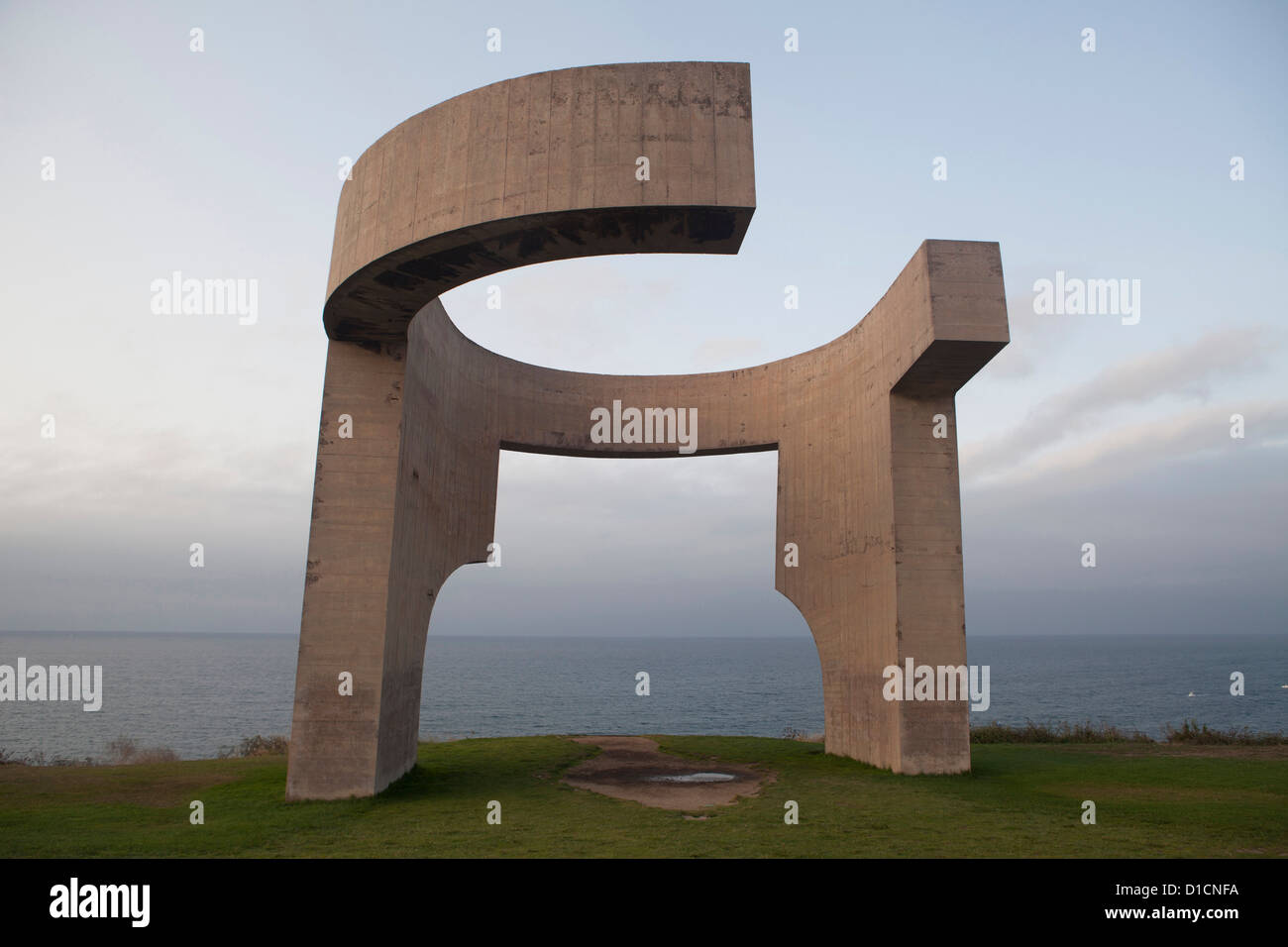 Chillida, art, monument, circumference, open, praise, sea, sku, skyline, Spain, stone, Gijon, Asturias, nord Stock Photo