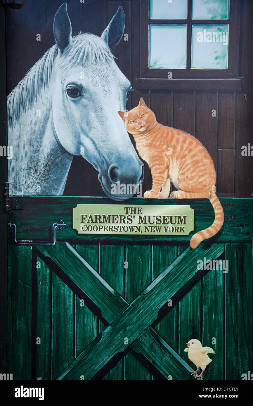 Hand Painted Sign, The Farmers Museum, Cooperstown, NY Stock Photo