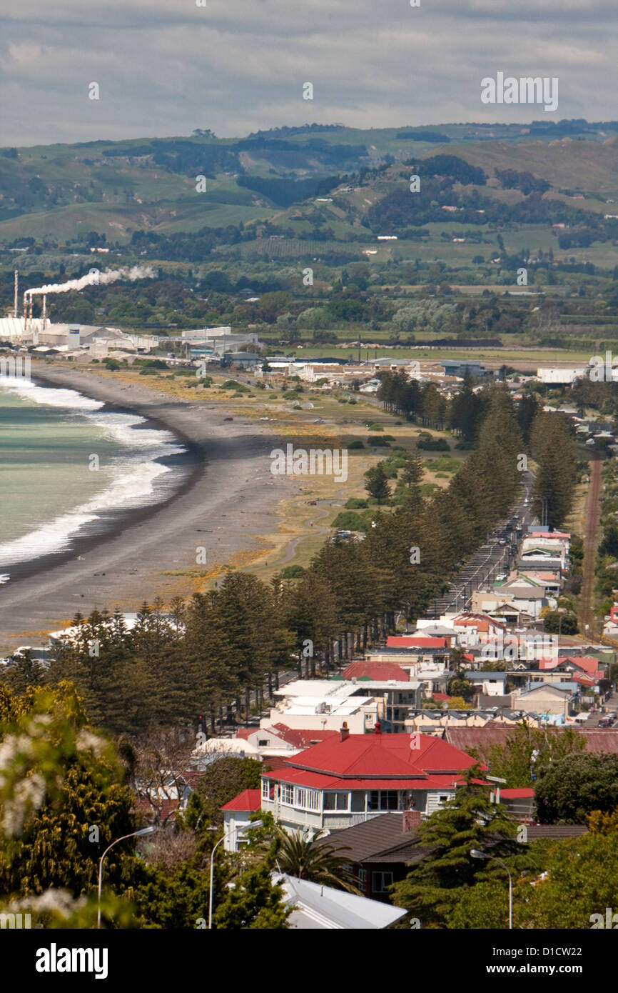 Napier Town and Beach from Napier Bluff, north island, New Zealand. Stock Photo