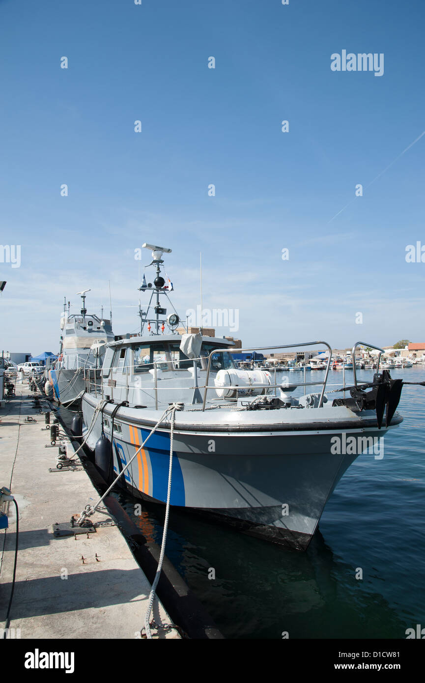 Marine police vessels Paphos Harbour Cyprus Stock Photo