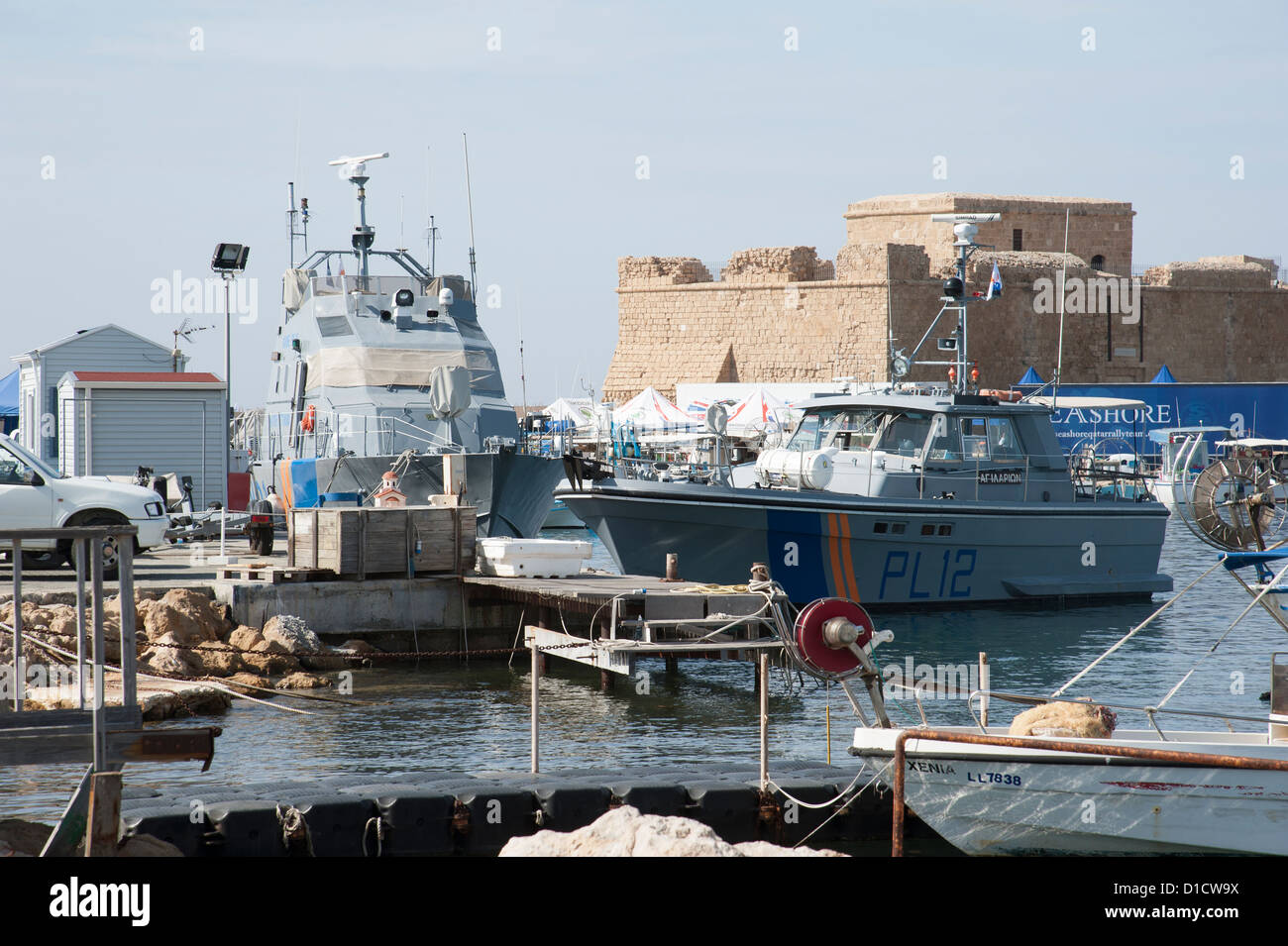 Marine police vessels Paphos Harbour Cyprus Stock Photo