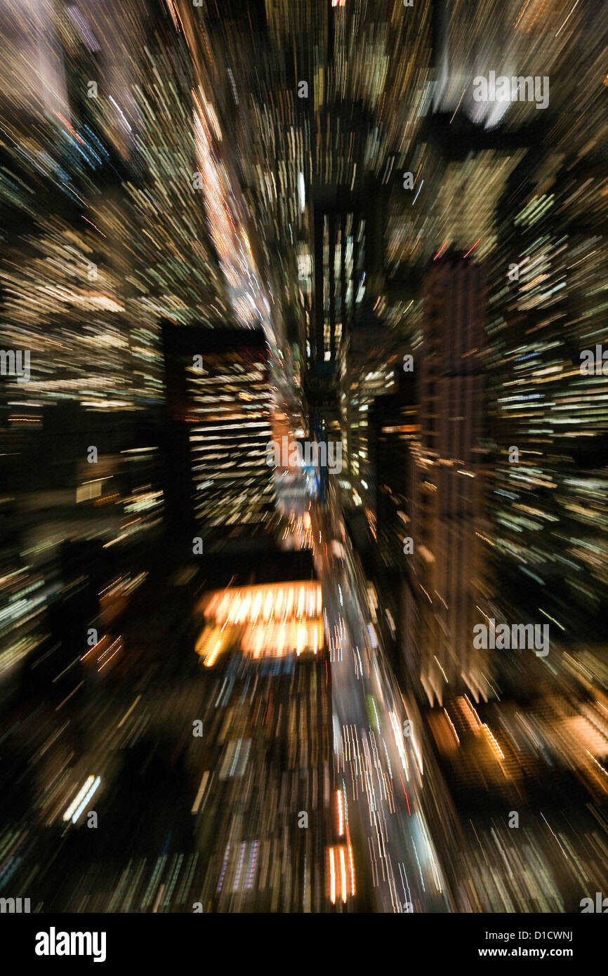 New York City, USA, the restlessness of Manhattan at night, zoomed Stock Photo