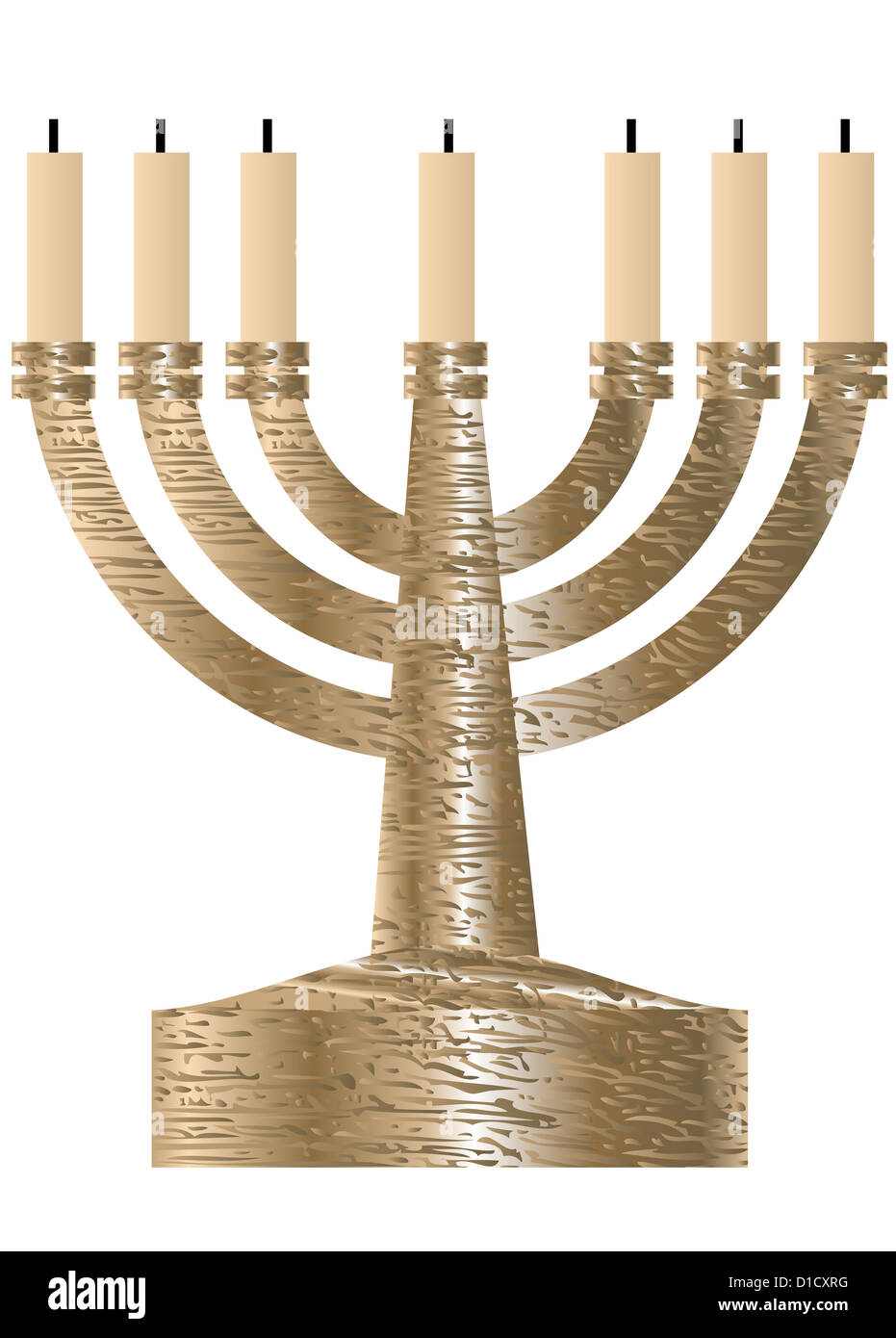 Menorah. Seven branched candlestick isolated on white Stock Photo