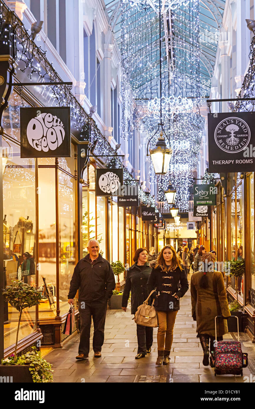 Christmas shoppers in one of Cardiff's Victorian shopping arcades Christmas Shoppers