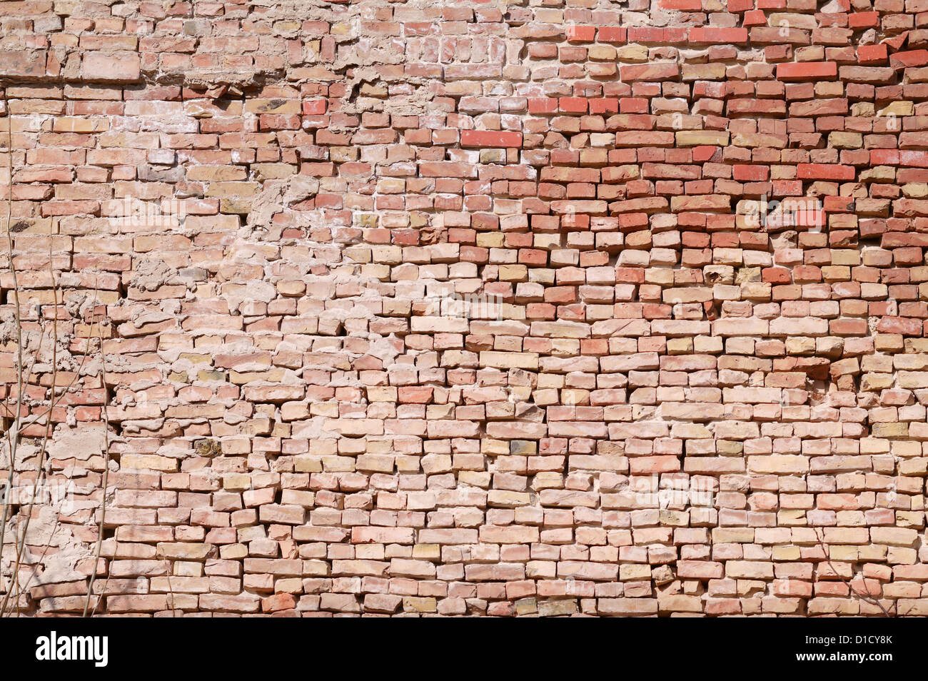 Berlin, Germany, a fire wall of irregularly arranged bricks Stock Photo