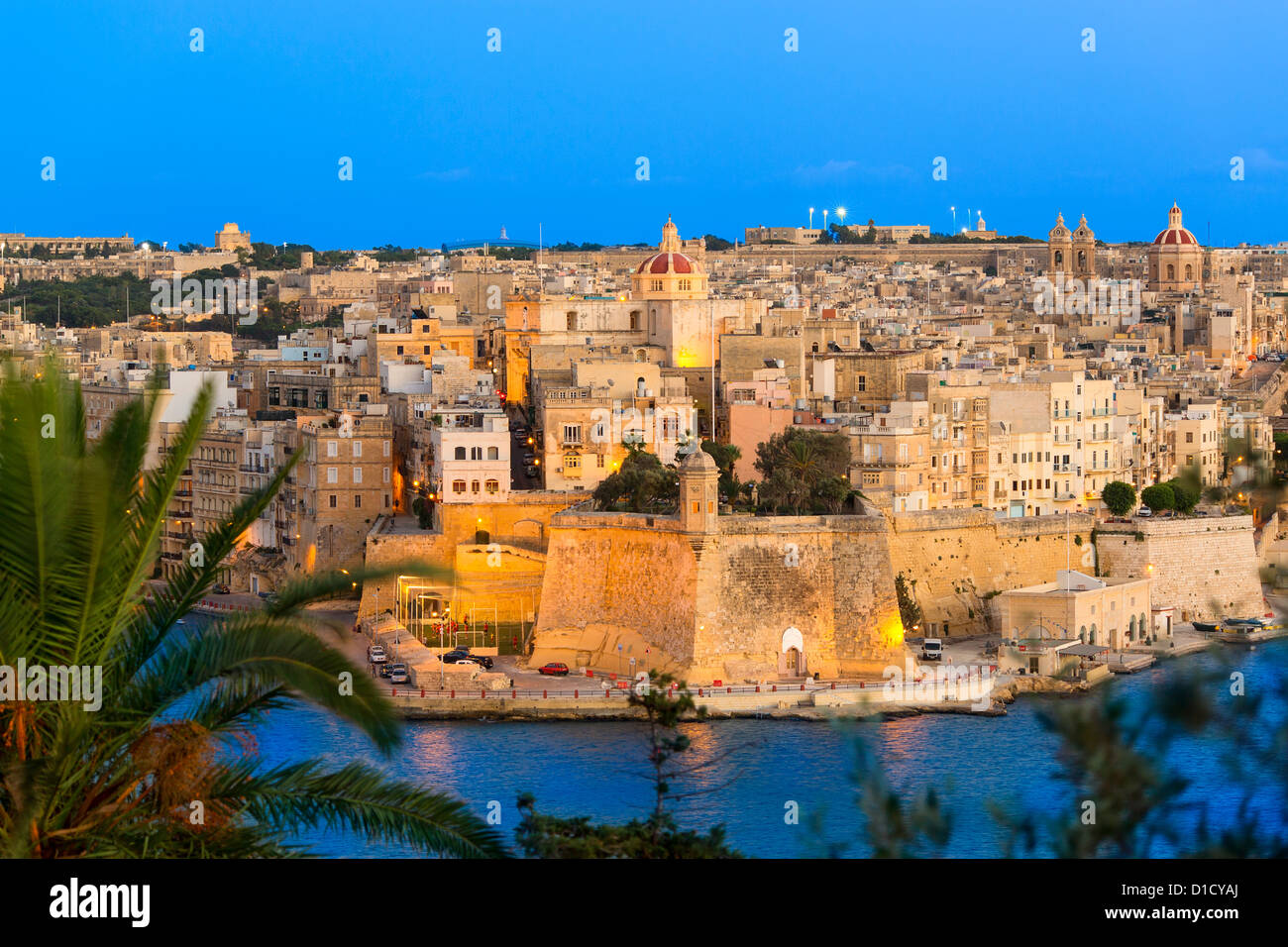 Malta, Senglea view from Valletta Stock Photo
