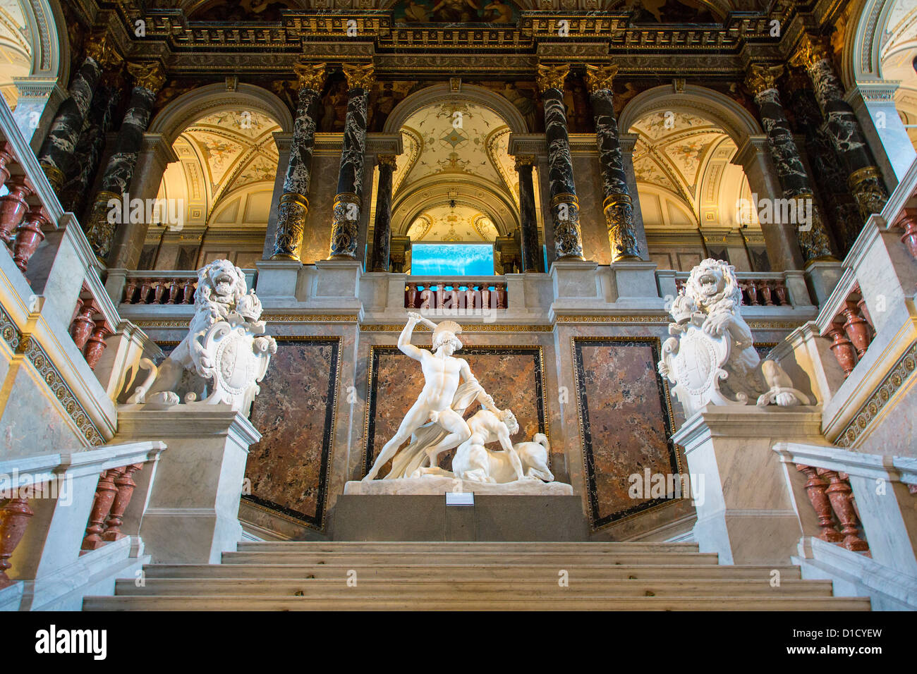 Vienna, Kunsthistorisches, Main Stairway, Statue of Theseus and Centaur Stock Photo