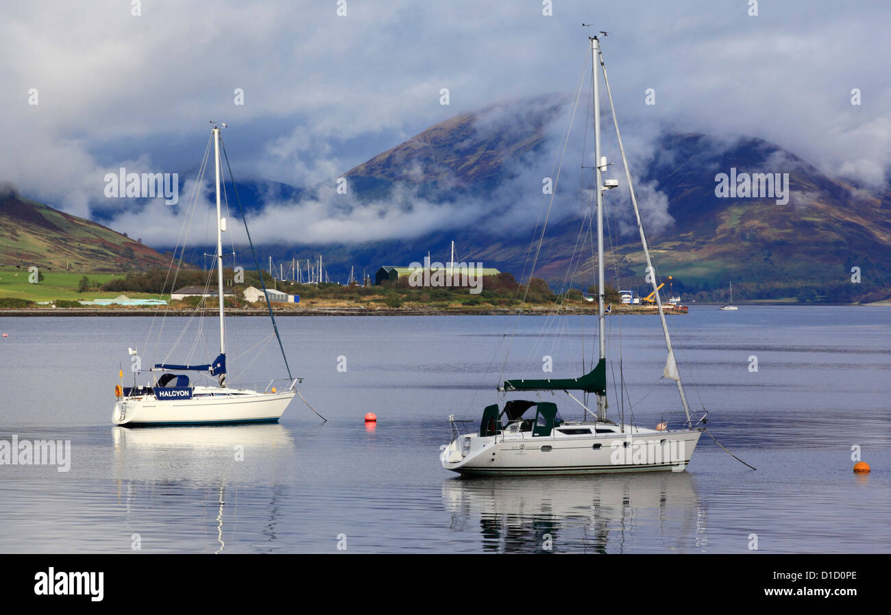 Moored sail boats at Port Bannatyne, Isle Of Bute, Bute and Argyll