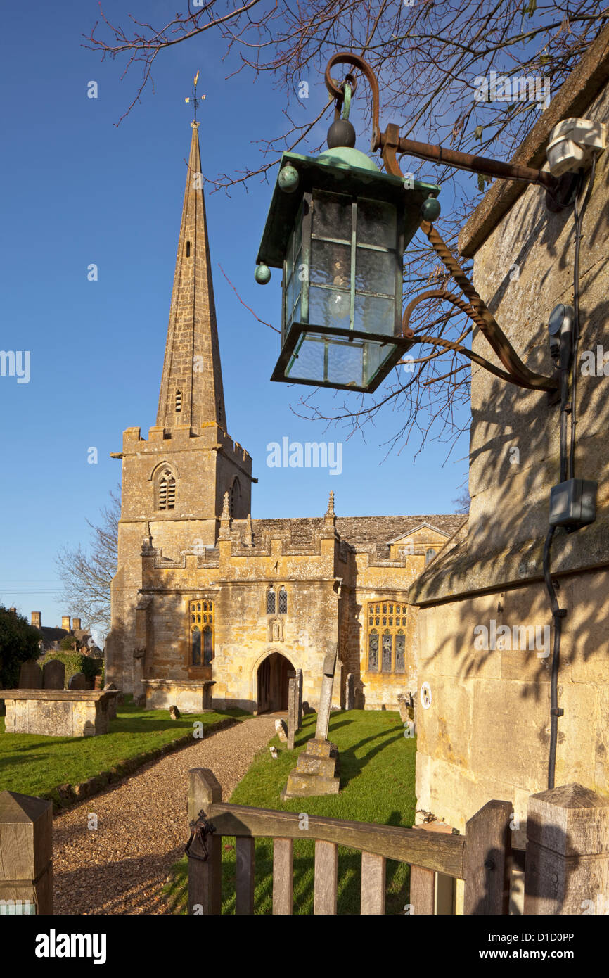The church of St. Michael in the Cotswold village of Stanton, Gloucestershire, England, UK Stock Photo