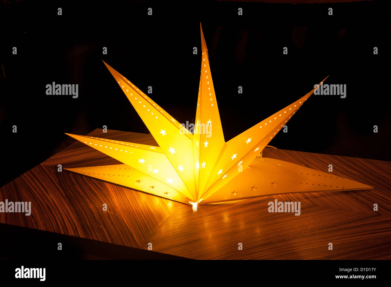 Ornate iluminated star. A Christmas decoration Stock Photo