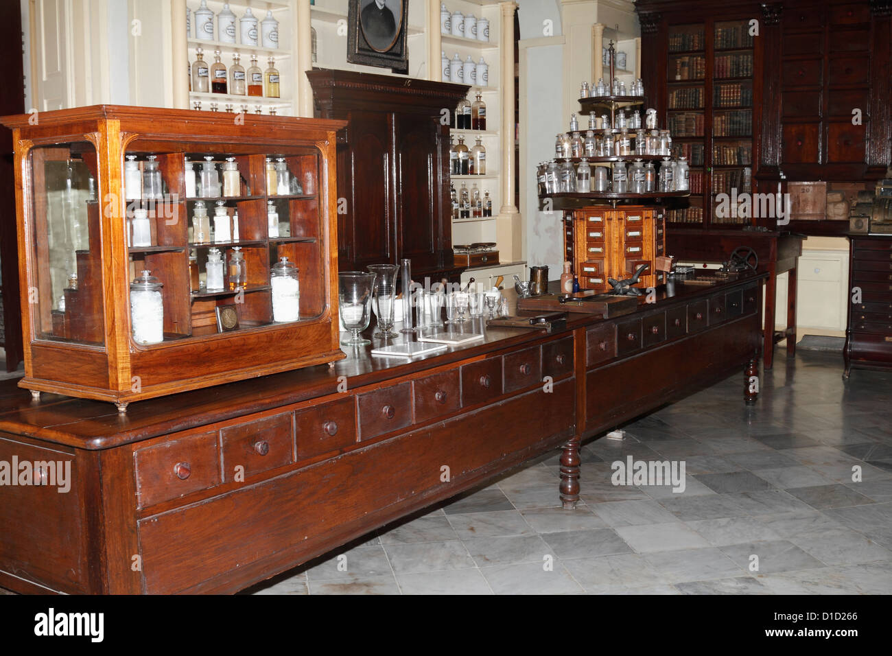 Interior view of The Pharmacy Museum La Botica Triolet in Matanzas, Cuba Stock Photo