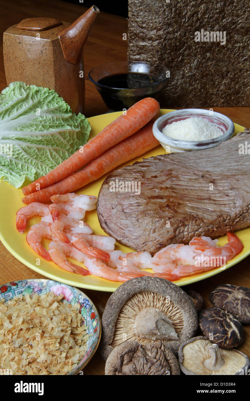 A selection of foods with strong umami (savory) flavor. Stock Photo