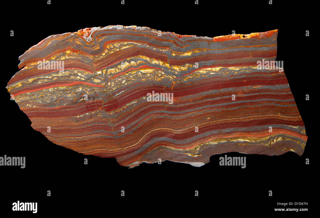 A slab of banded tiger iron from Australia Stock Photo