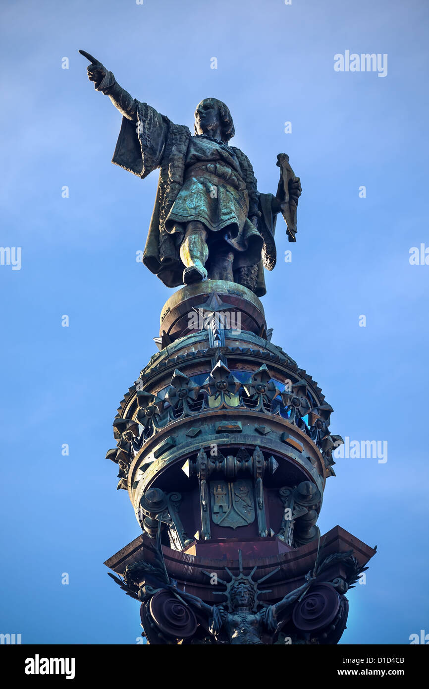 Columbus Monument, Monument A Colom, Columbus Statue, Barcelona, Spain Stock Photo