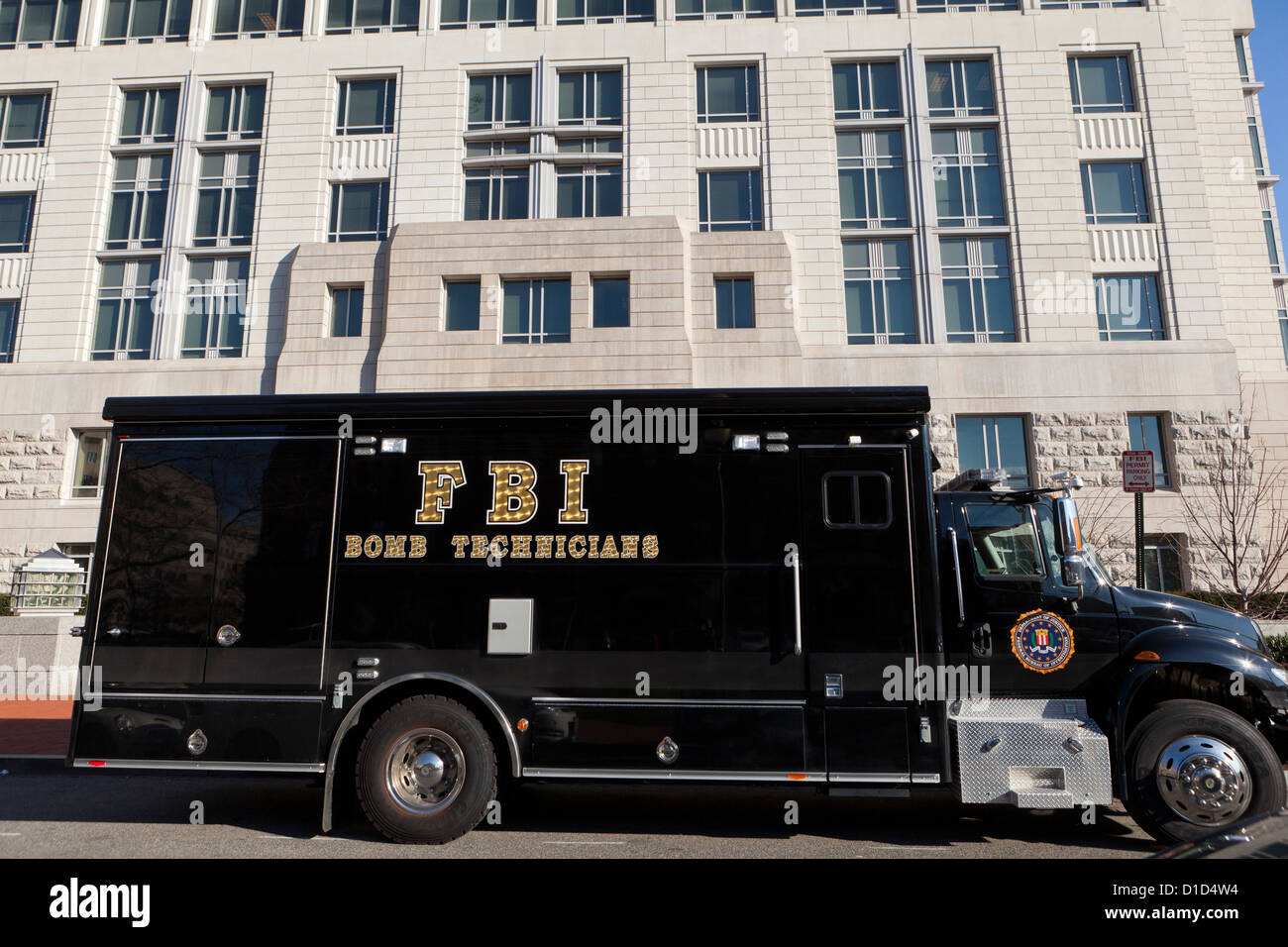 FBI Bomb Technician truck parked in front of FBI Field Office - Washington, DC USA Stock Photo