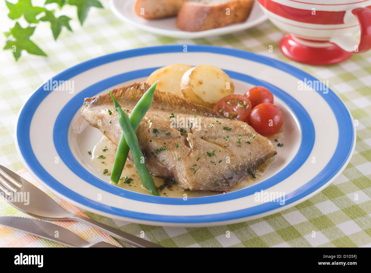 Flathead Flounder Meuniere Stock Photo Alamy