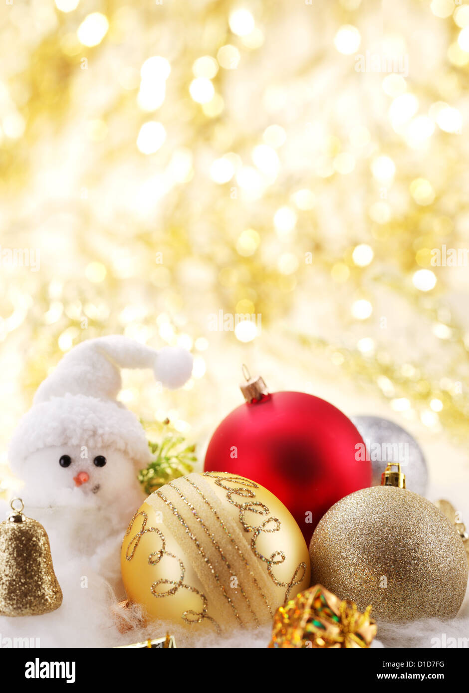Christmas balls with a snowman Stock Photo