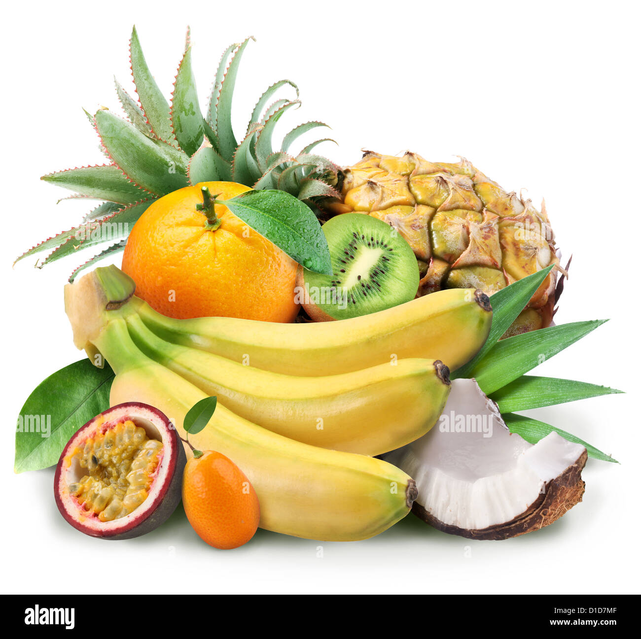 Exotic fruits on a white background Stock Photo Alamy