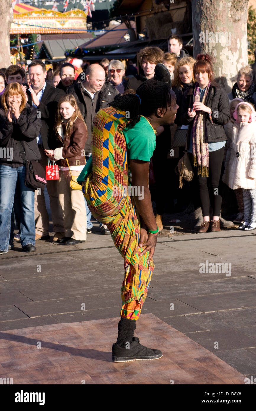 Ghanaian Ghana Acrobats German Winter Christmas Fair South Bank London Stock Photo