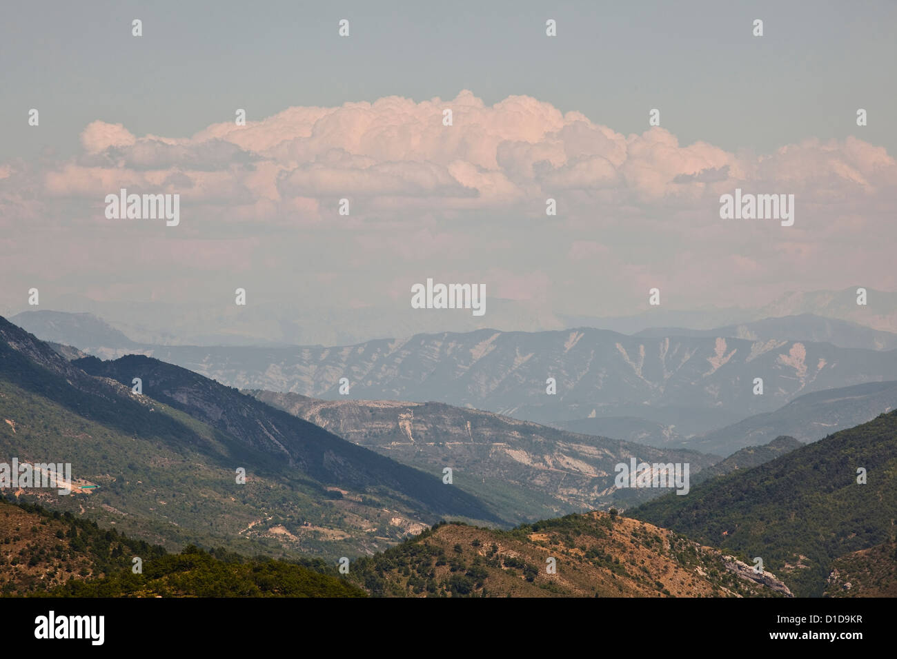 The view towards Montagne de Lure on the border of Alpes-de-Haute-Provence and Drome. Stock Photo