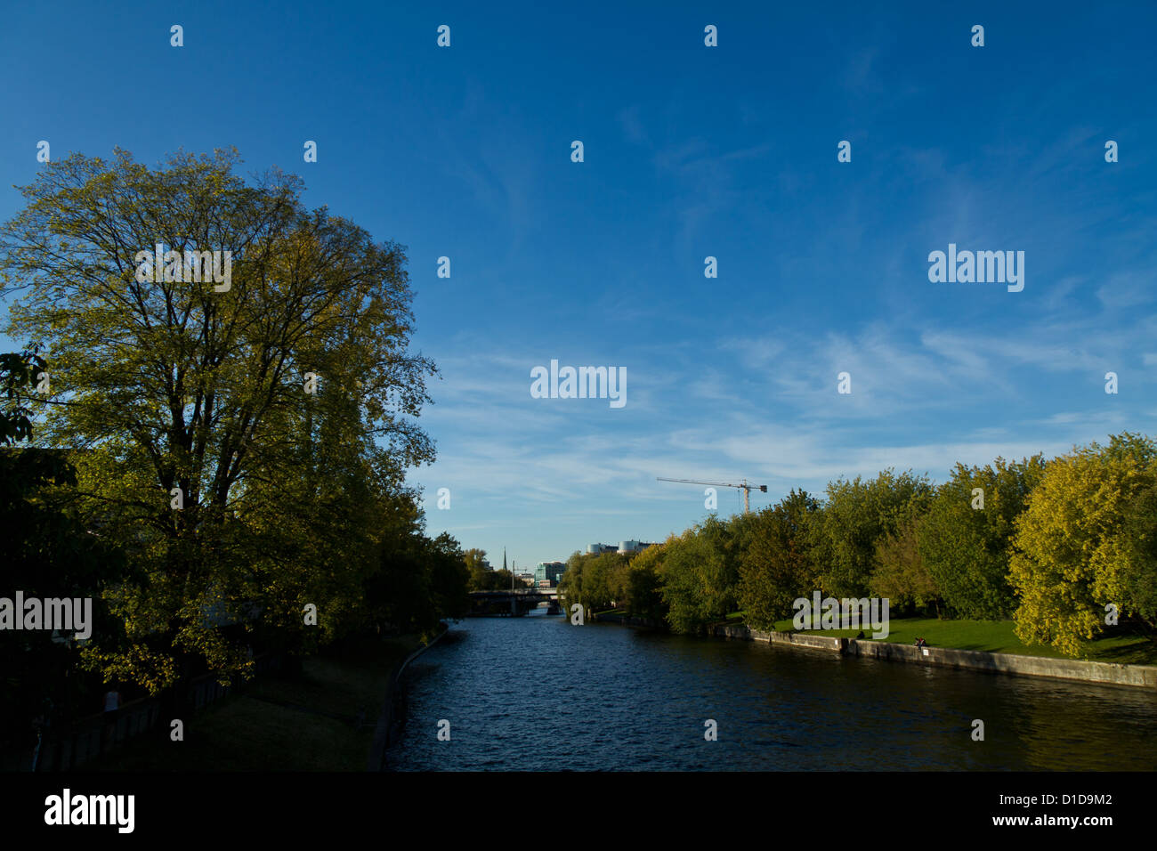 View onto the River Spree from the Luther Bridge in Berlin Tiergarten, Germany Stock Photo
