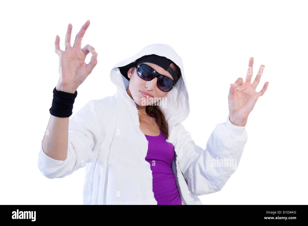 Girl wearing hip hop clothes Stock Photo Alamy