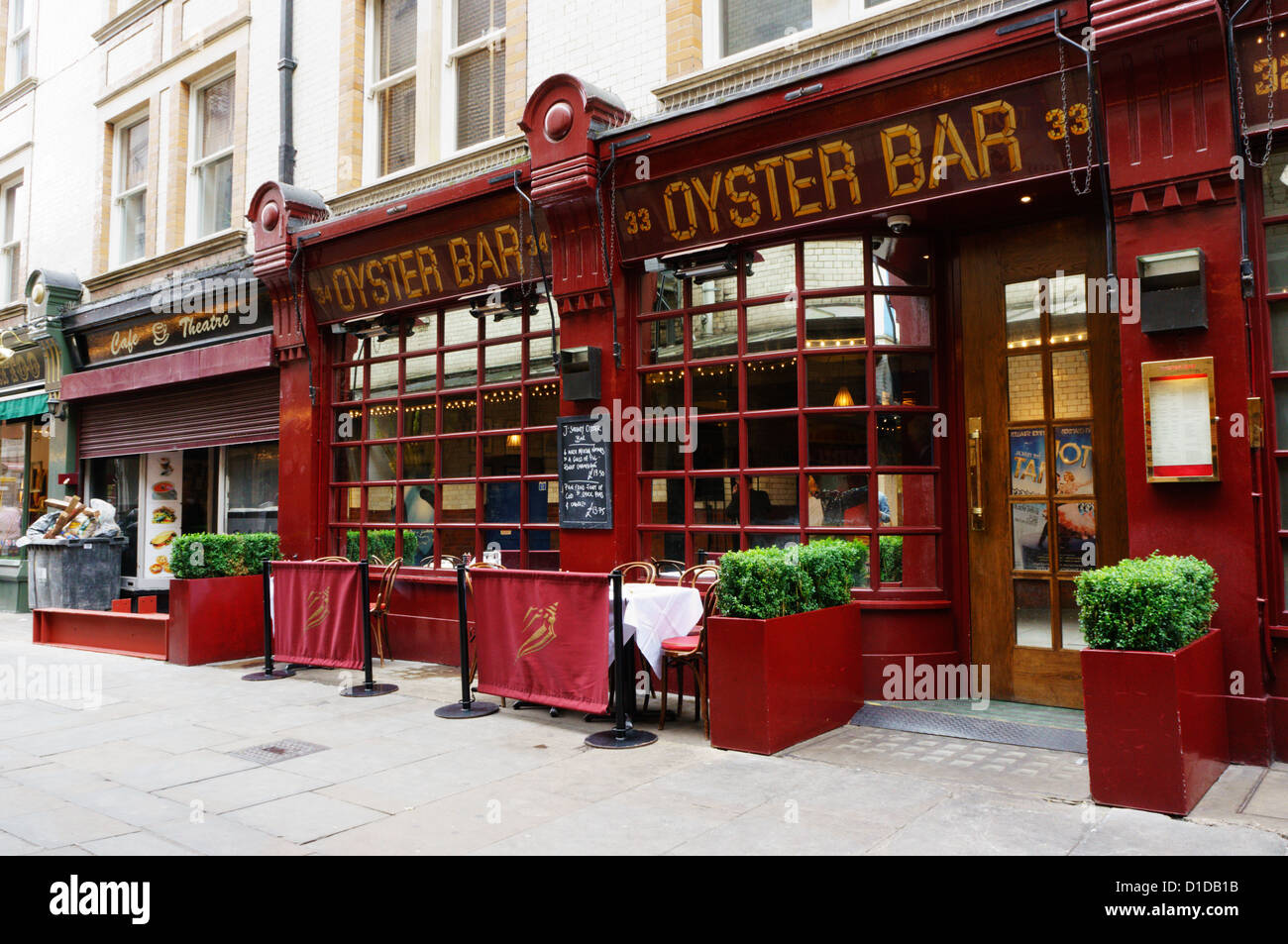 The J Sheekey Oyster Bar in St Martin's Court in the West End of London. Stock Photo