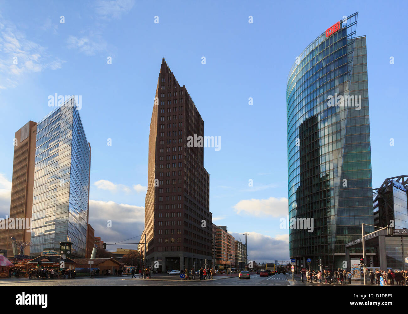Modern buildings and DB building in former east German death strip at Potsdamer Platz, Berlin, Germany Stock Photo