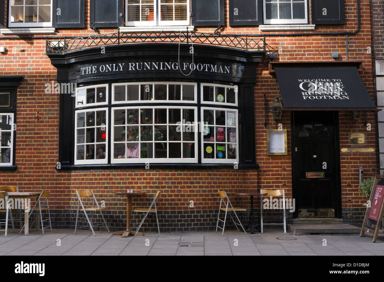 The Only Running Footman public house in the Shepherd Market area of Mayfair, London. Stock Photo