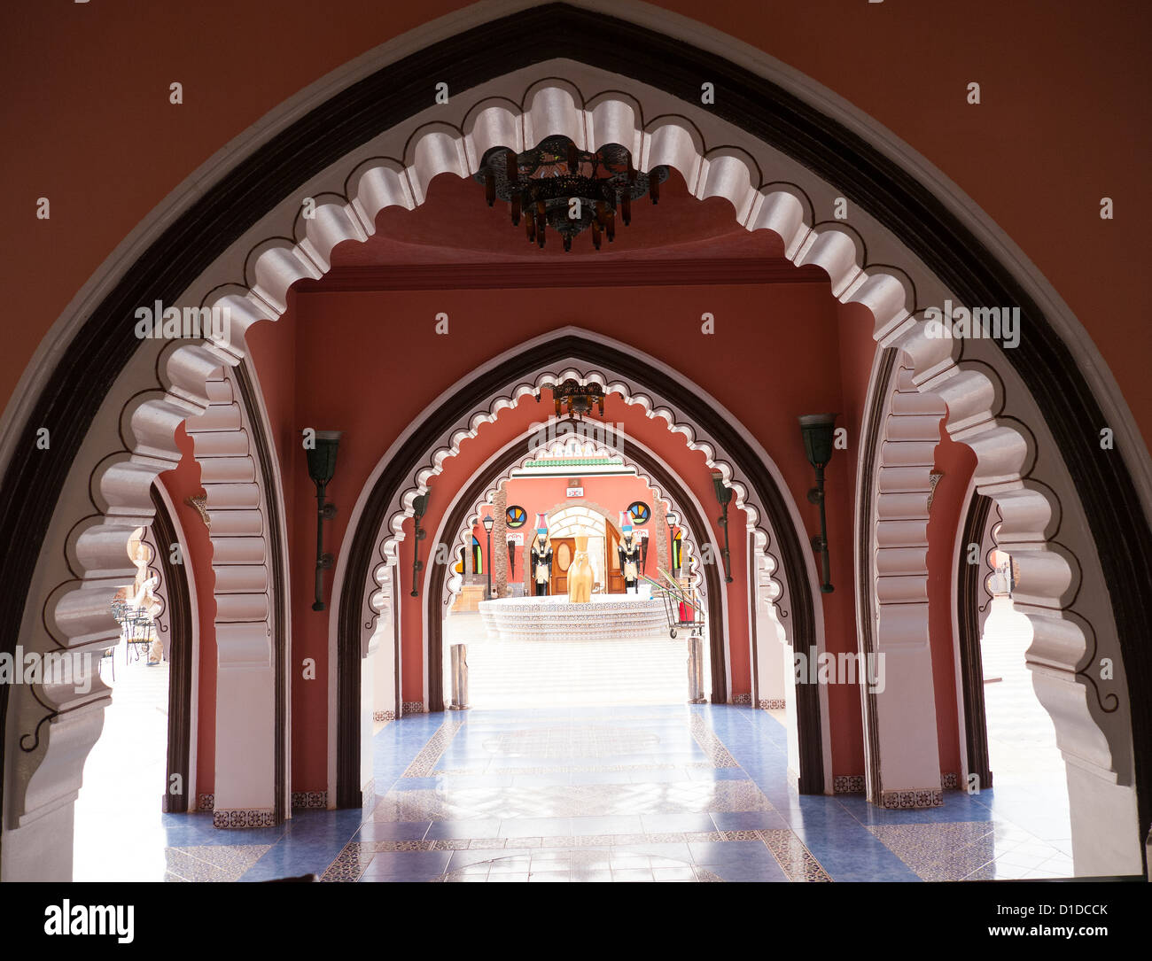 Decorative archways inside Fantasia, an entertainment centre in Sharm El Sheikh, Egypt Stock Photo