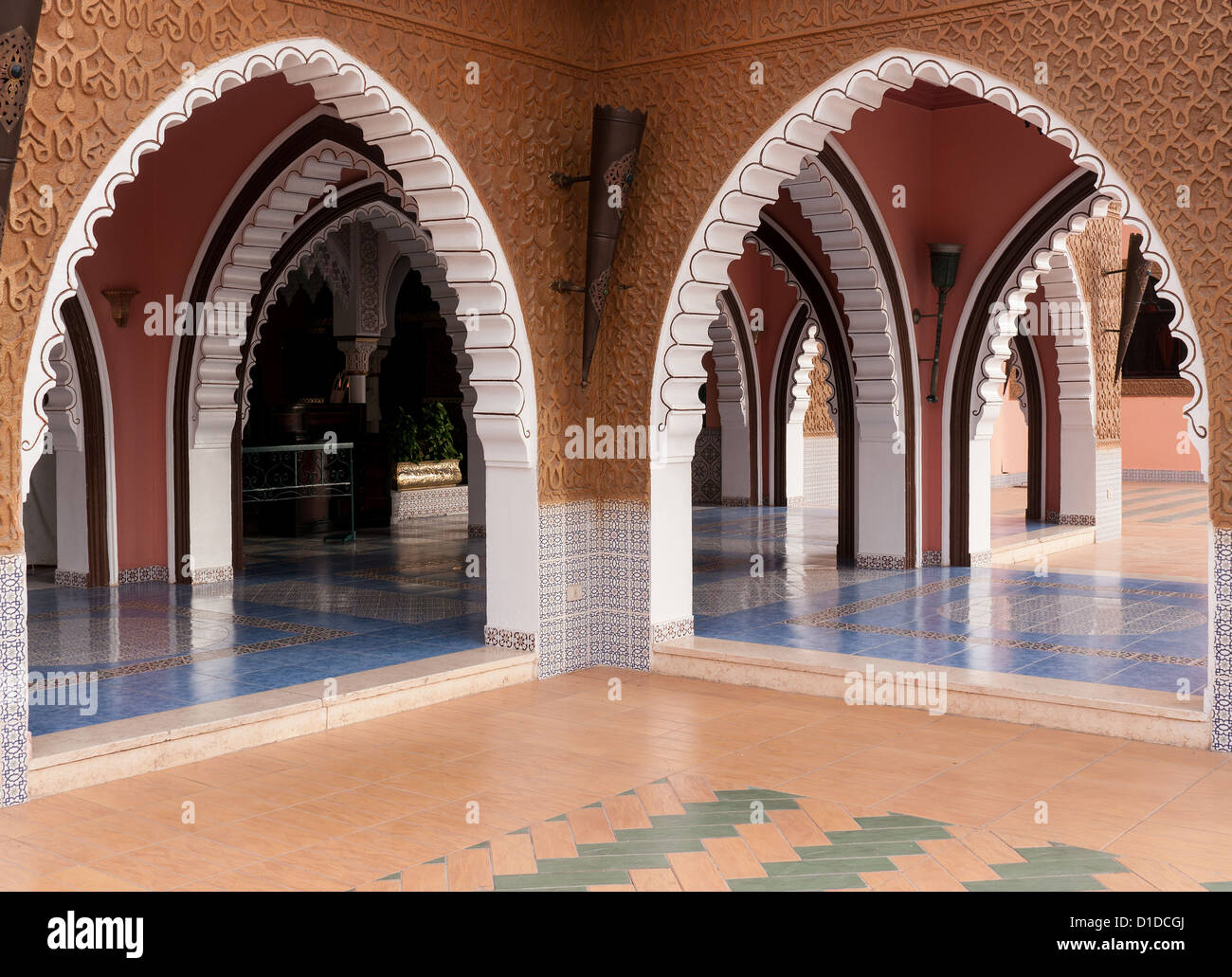 Archways inside Fantasia, an entertainment centre in Sharm El Sheikh, Egypt Stock Photo