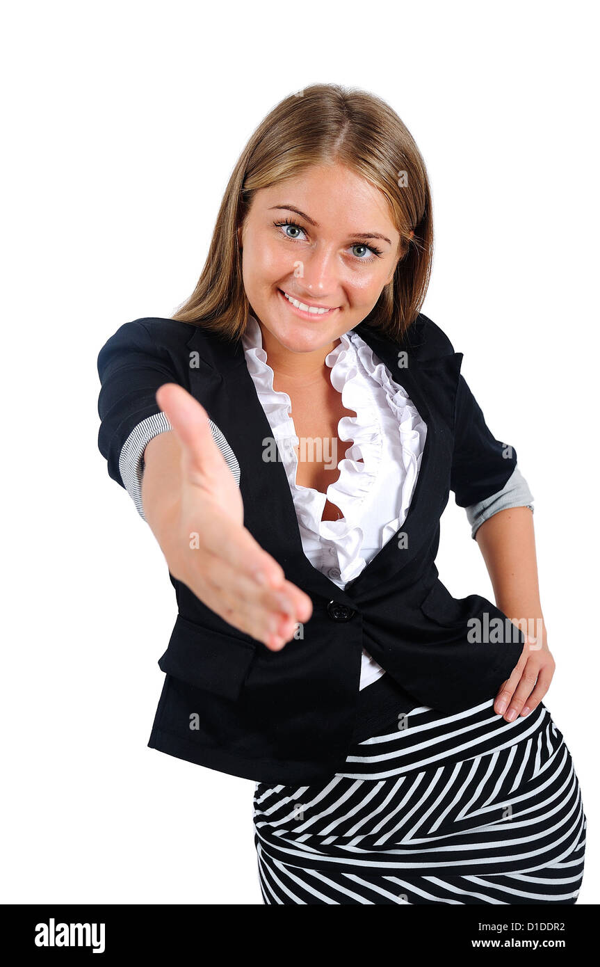 Isolated young business woman Stock Photo - Alamy