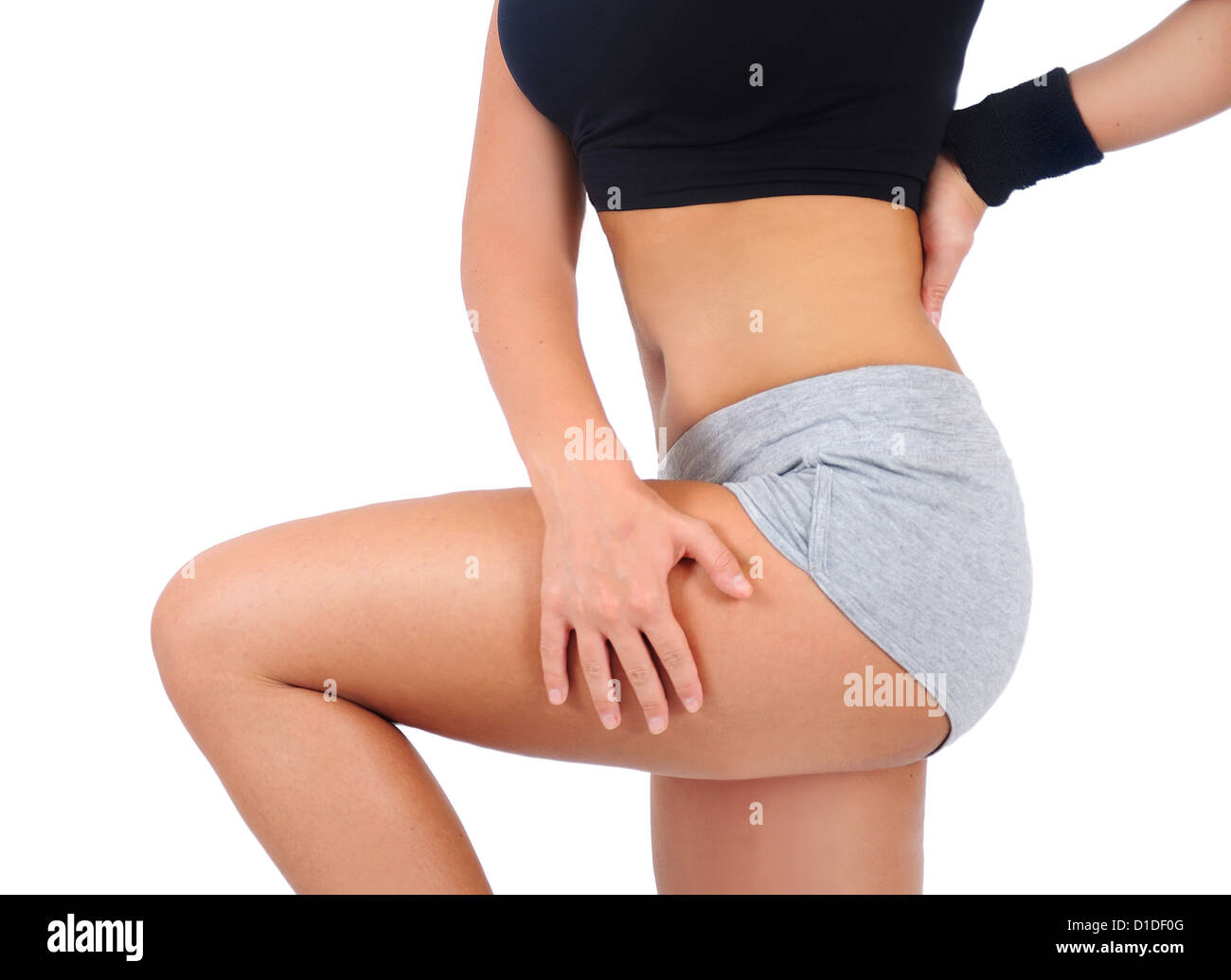 Isolated young fitness woman foot Stock Photo