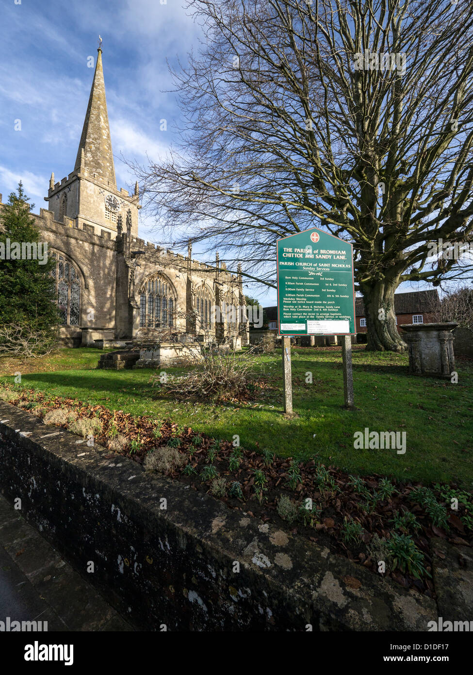 The Parish Church of St. Nicholas, Bromham (Parish of Bromham, Chittoe and Sandy Lane) Stock Photo
