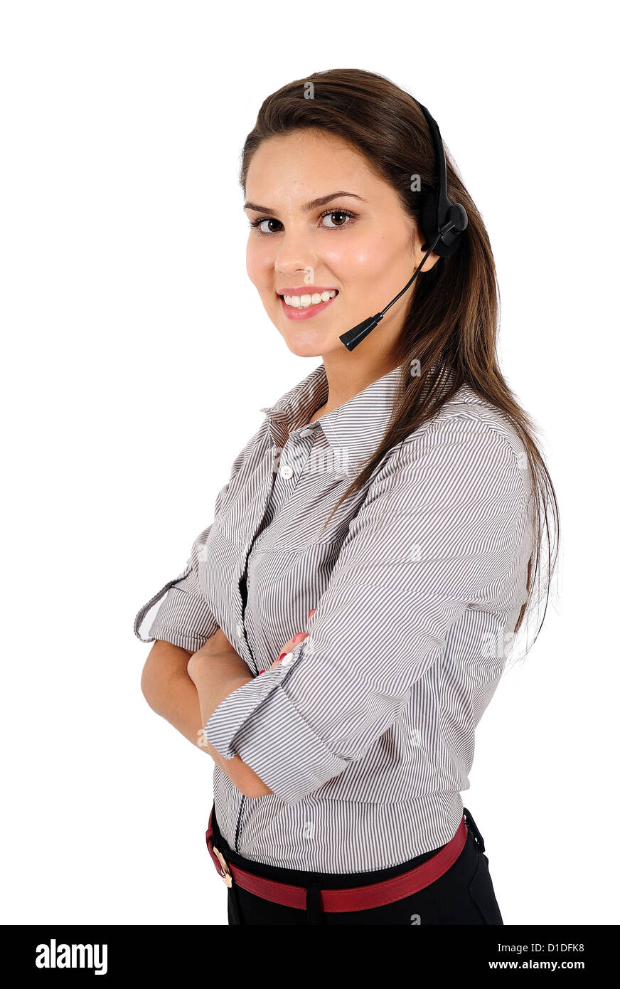 Isolated young business woman standing Stock Photo - Alamy
