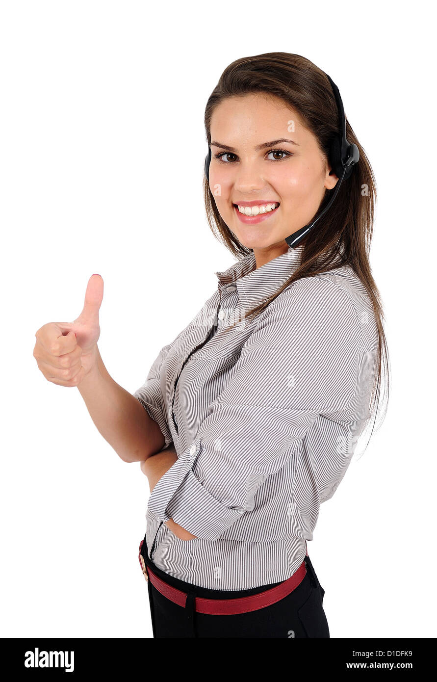 Isolated young business woman agreement Stock Photo - Alamy