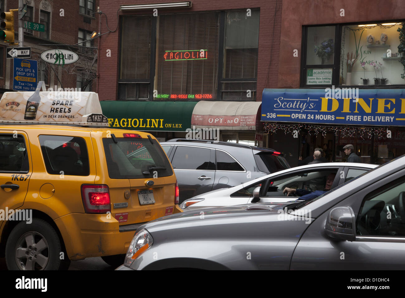 Midtown traffic on Lexington Avenue, New York City. Stock Photo