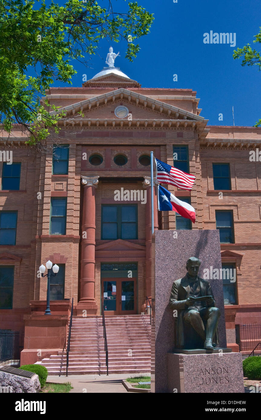 Anson Jones statue in front of Jones County Courthouse in Anson
