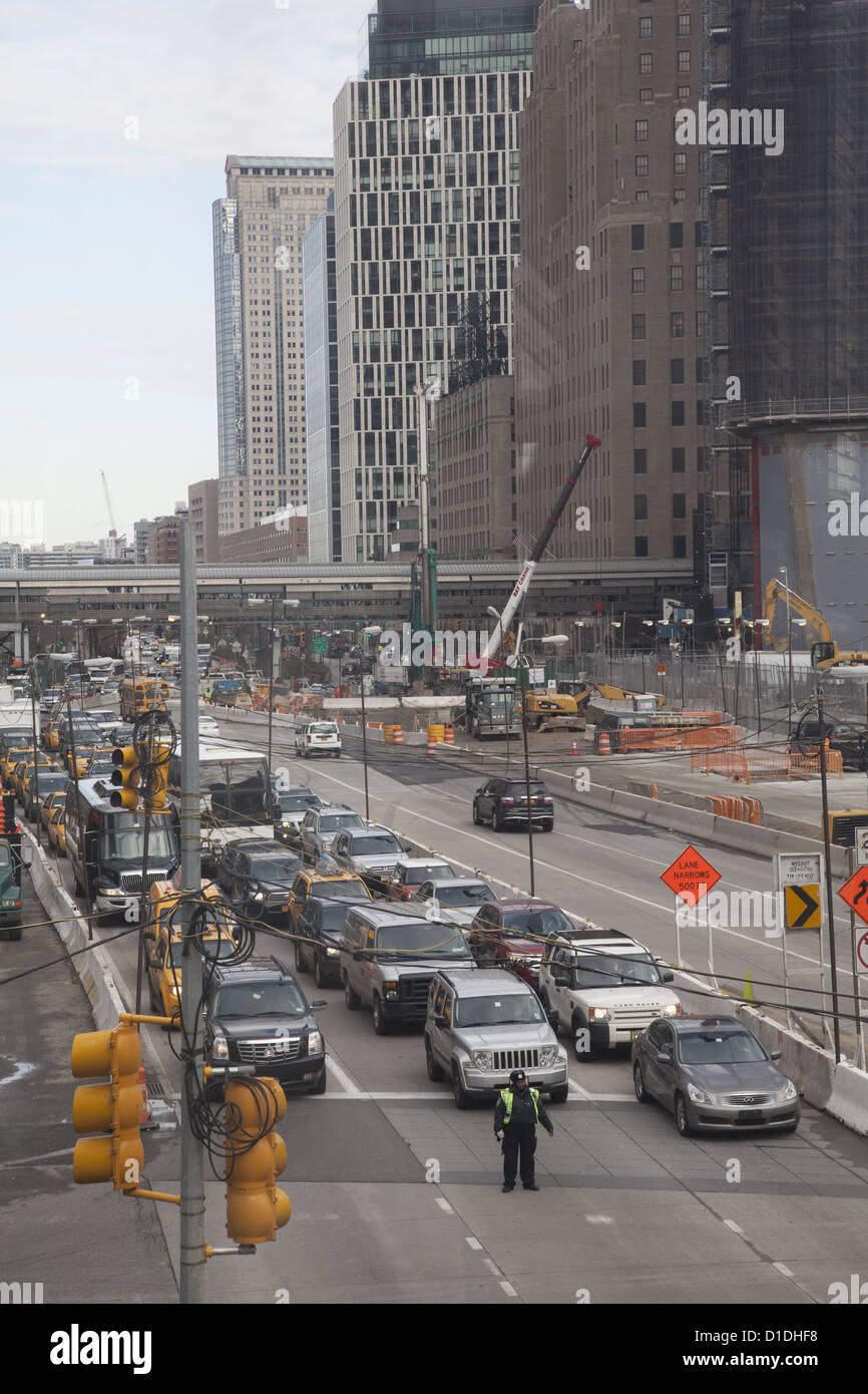 Looking up West Street in lower Manhattan from the World Financial ...