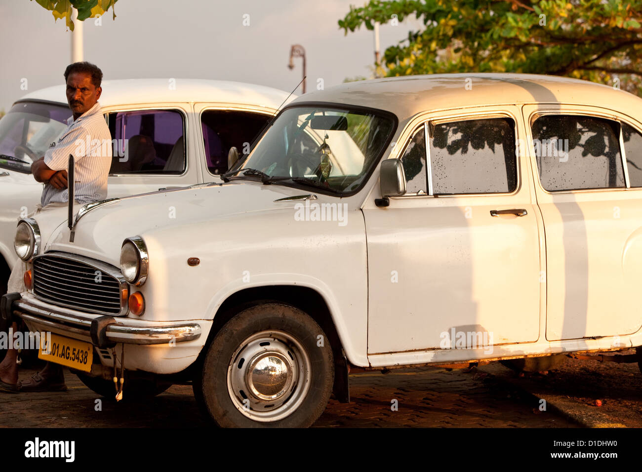 Indian taxi driver in Varkala, Kerala Stock Photo